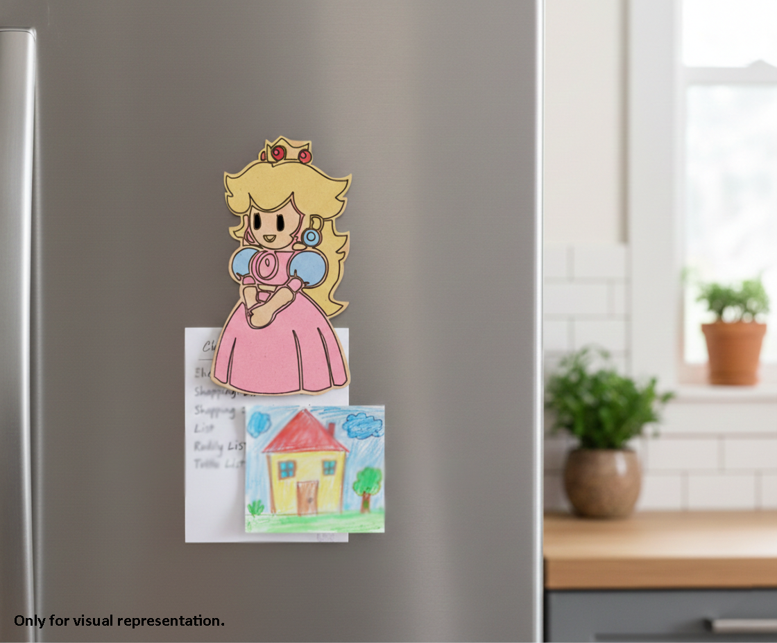 MDF Cartoon Princess Fridge Magnet DIY Craft Cutout DecorDIY painted base, mounted on fridge 