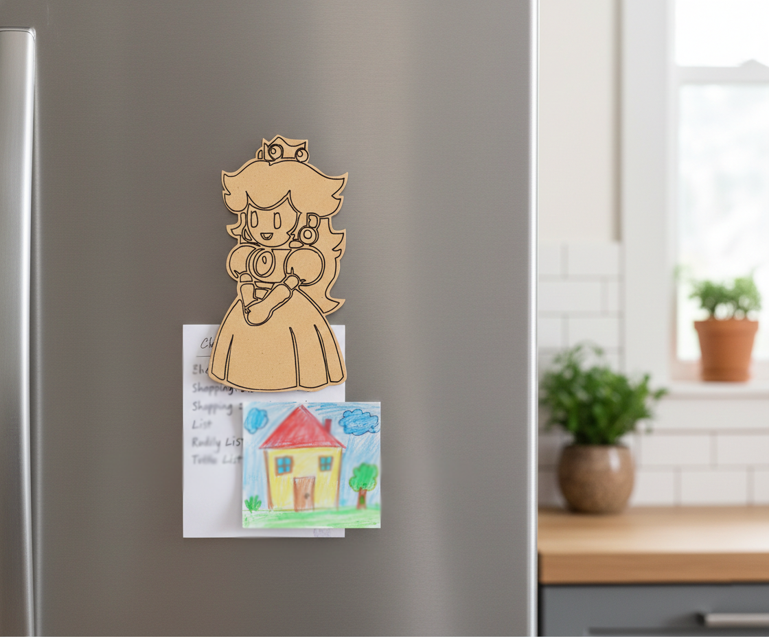 MDF Cartoon Princess Fridge Magnet DIY Craft Cutout DecorDIY unpainted base, mounted on fridge 