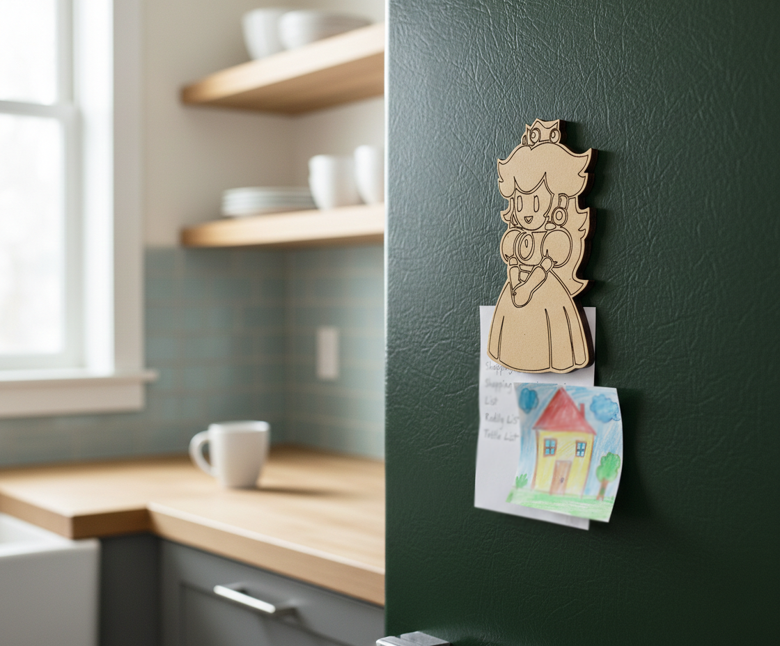 MDF Cartoon Princess Fridge Magnet DIY Craft Cutout DecorDIY unpainted base, mounted on fridge 