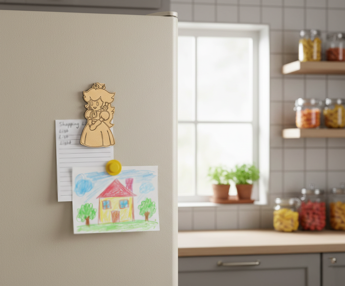 MDF Cartoon Princess Fridge Magnet DIY Craft Cutout DecorDIY unpainted base, mounted on fridge 