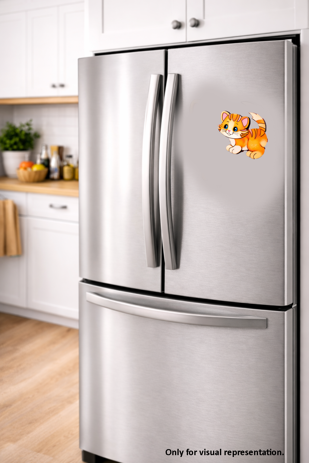 MDF Cute Cat Fridge Magnet DIY Craft Cutout Decor Gift Combo painted base, mounted on fridge 