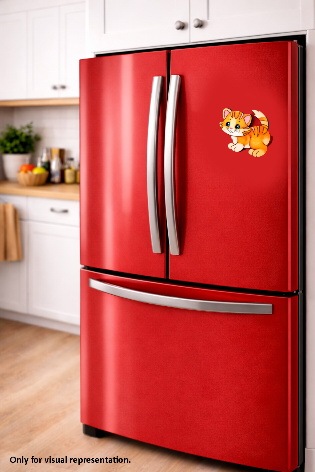 MDF Cute Cat Fridge Magnet DIY Craft Cutout Decor Gift Combo painted base, mounted on fridge 