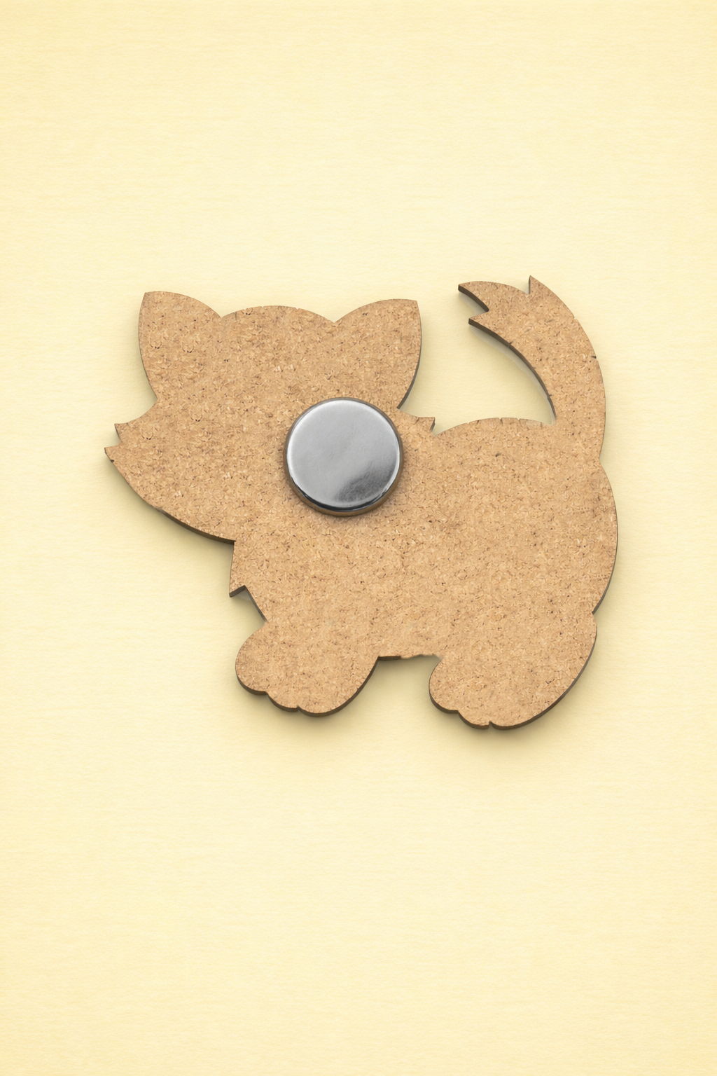 backside of MDF Cute Cat Fridge Magnet DIY Craft Cutout Decor Gift Combo unpainted base