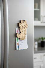 MDF Cute Kitten Fridge Magnet DIY Craft Cutout Decor GiftSet unpainted base, mounted on fridge 