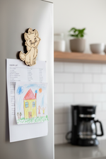 MDF Cute Kitten Fridge Magnet DIY Craft Cutout Decor GiftSet unpainted base, mounted on fridge 