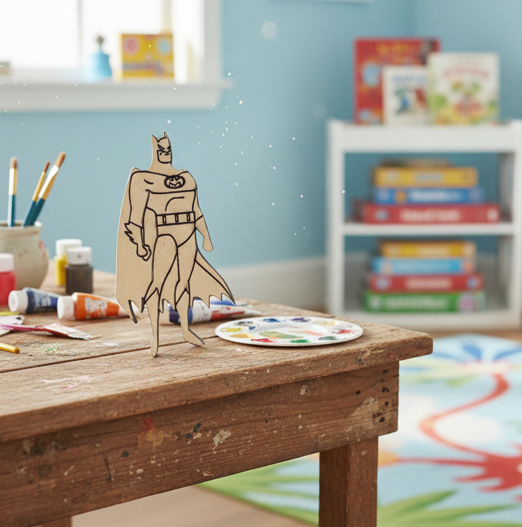 DIY MDF Caped Superhero Figure Cutout for Painting