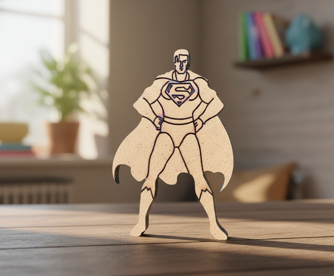 DIY MDF Flying Superhero Figure Cutout for Painting