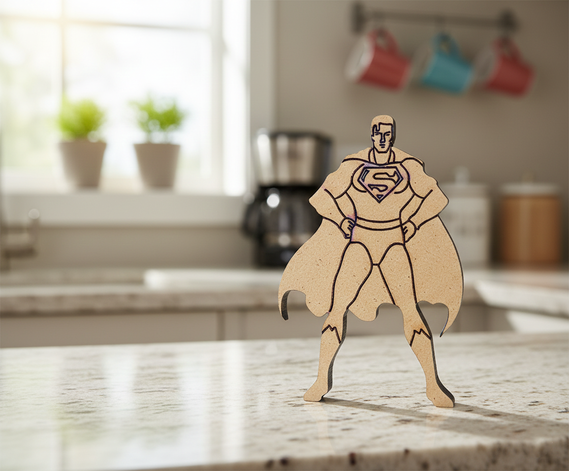 DIY MDF Flying Superhero Figure Cutout for Painting