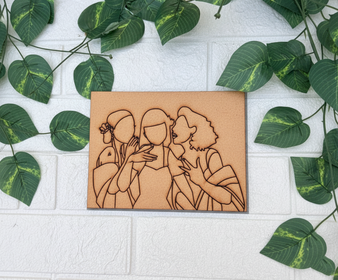 Pre-marked MDF board with traditional women design
