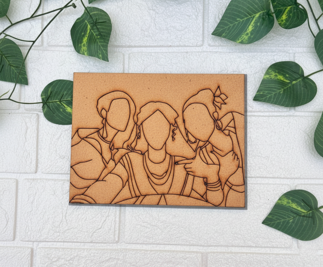 DIY traditional painting MDF board with three women design