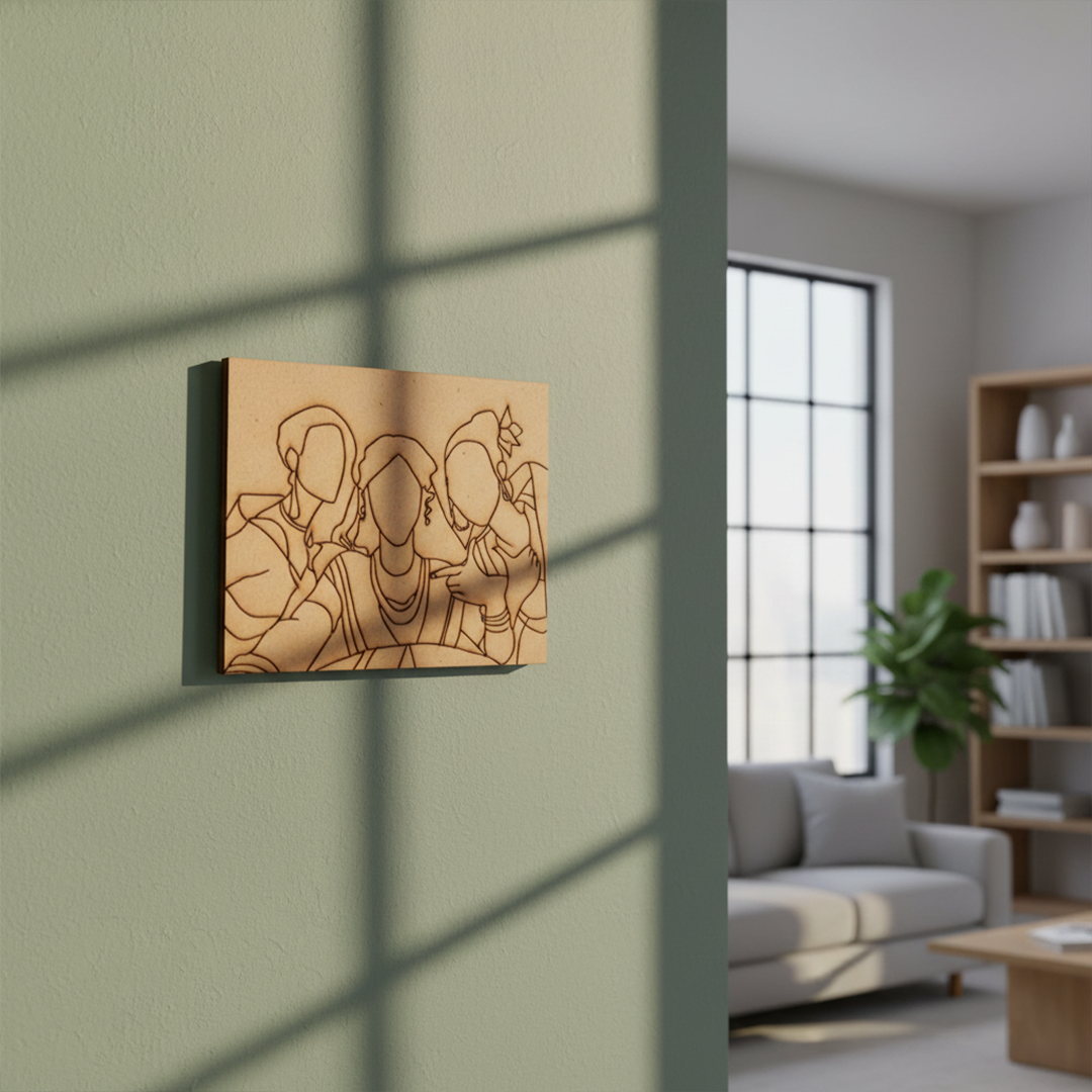 DIY traditional painting MDF board with three women design hanging on wall