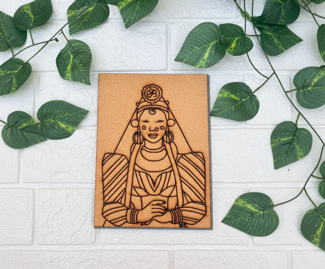 Unpainted MDF Board with Traditional Woman Portrait Outline – DIY Painting Kit