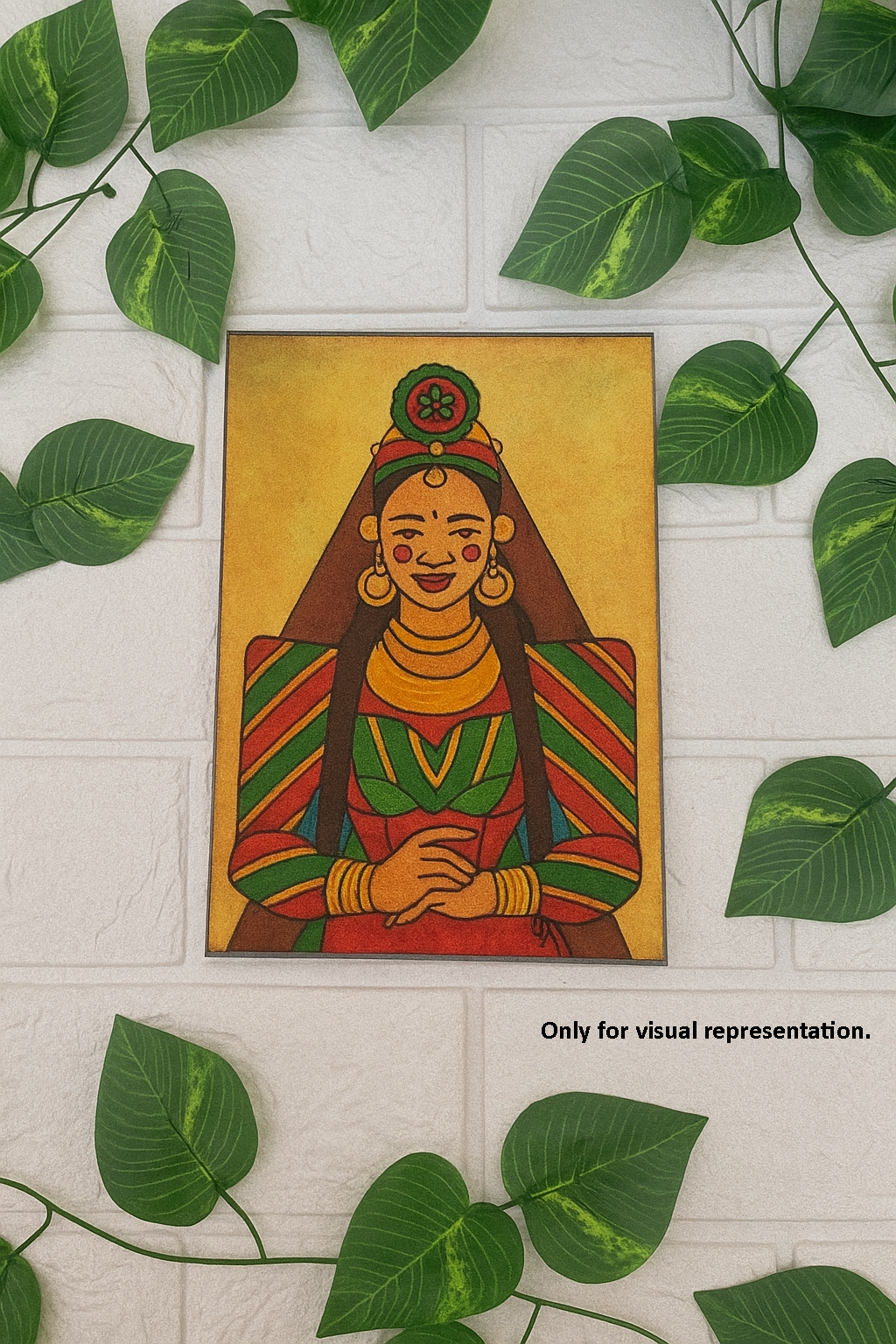 Finished Painted Portrait of Ethnic Woman on MDF Board – Decorative Wall Art