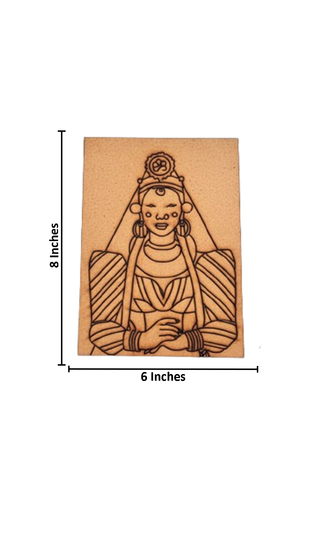 Unpainted MDF Board with Traditional Woman Portrait Outline – DIY Painting Kit with size