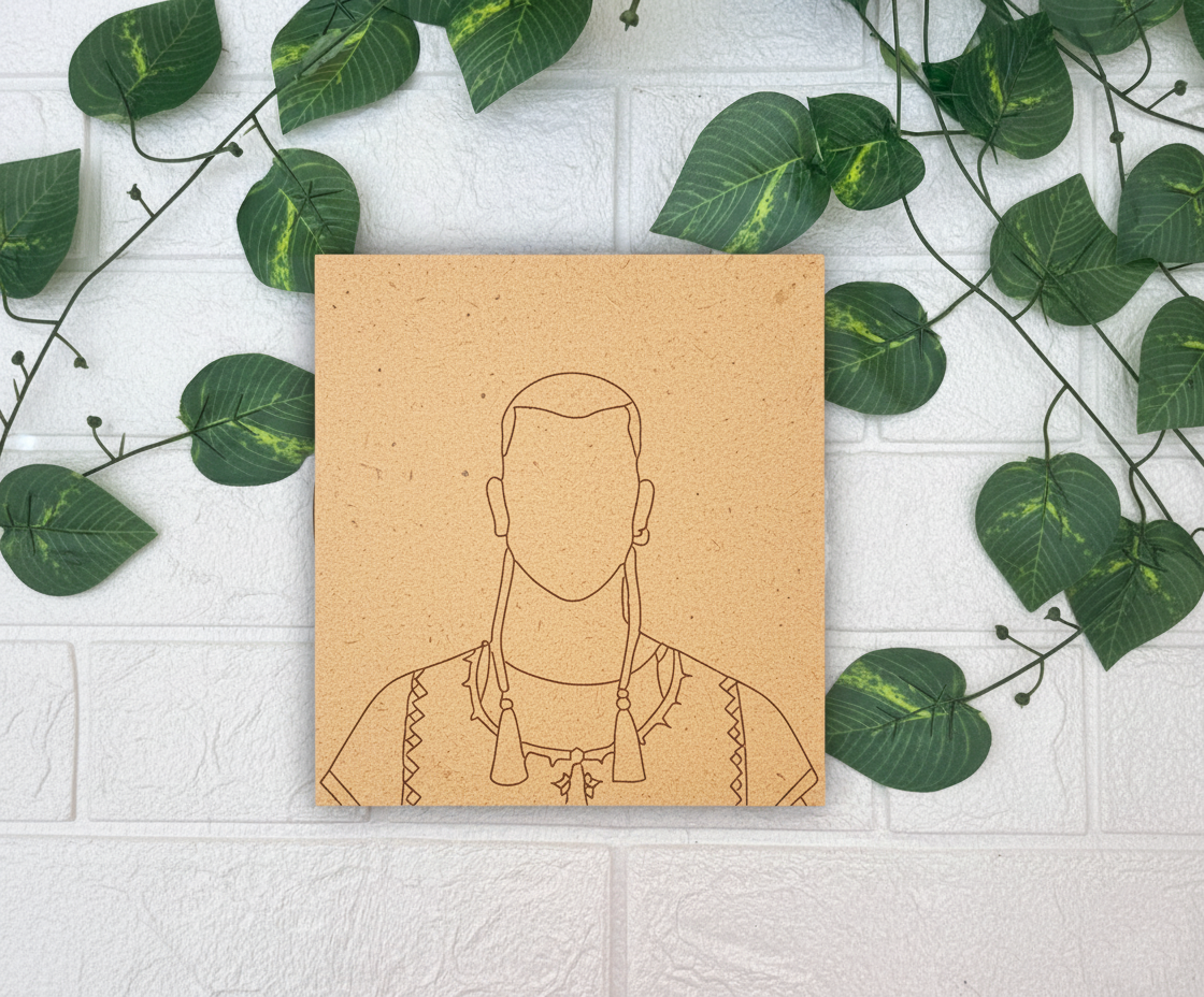 Unpainted MDF Tribal Warrior Portrait Base – DIY Art Kit