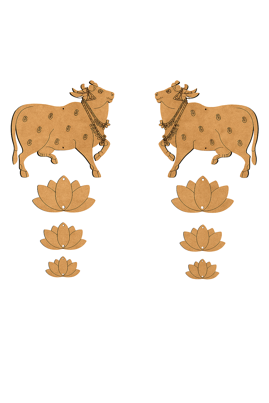 DIY MDF Cow Wall Hanging with Lotus for Home Decor