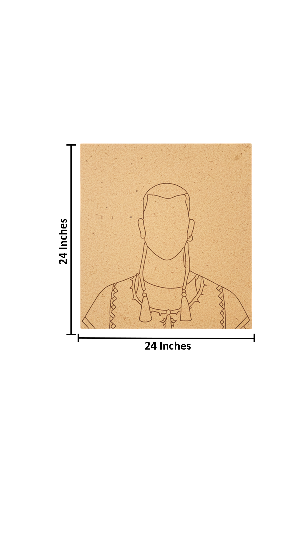 Unpainted MDF Tribal Warrior Portrait Base – DIY Art Kit with size