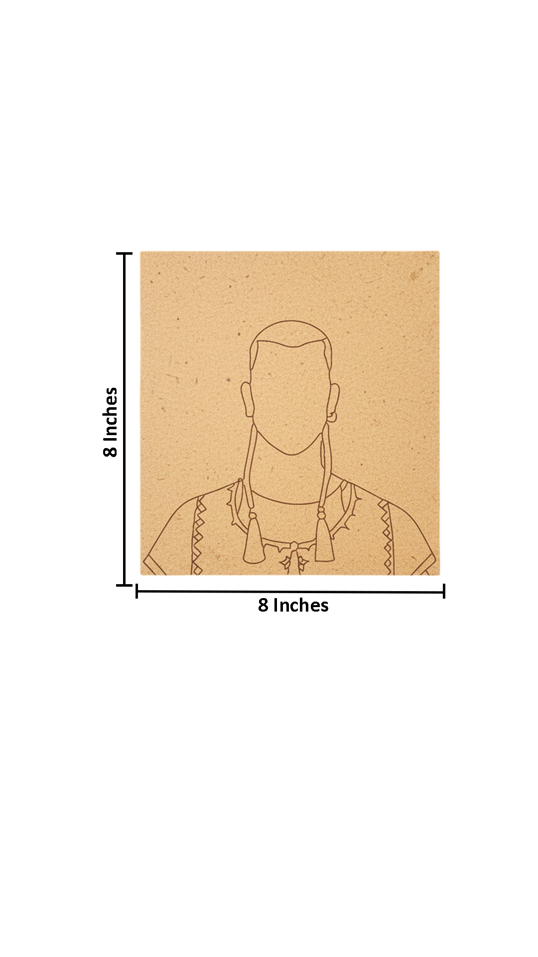 Unpainted MDF Tribal Warrior Portrait Base – DIY Art Kit with size
