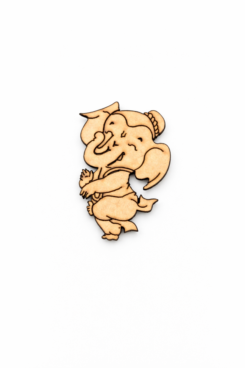 MDF DIY wall art figurine of a stylized baby ganesh on a white background