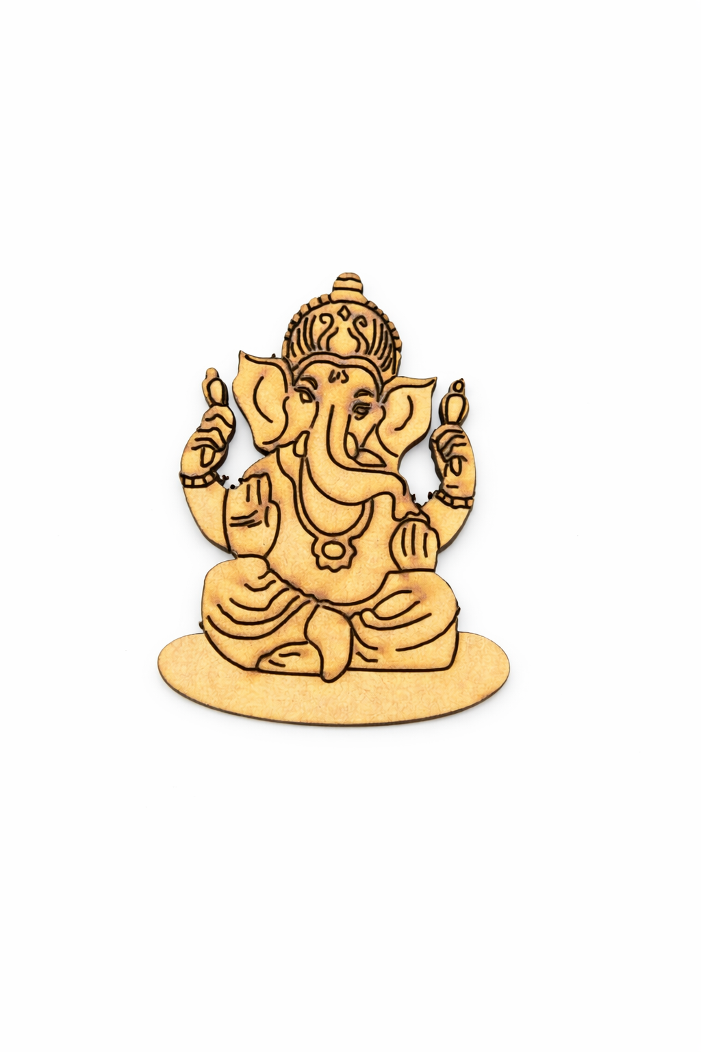 MDF DIY  statue of Ganesha on a white background
