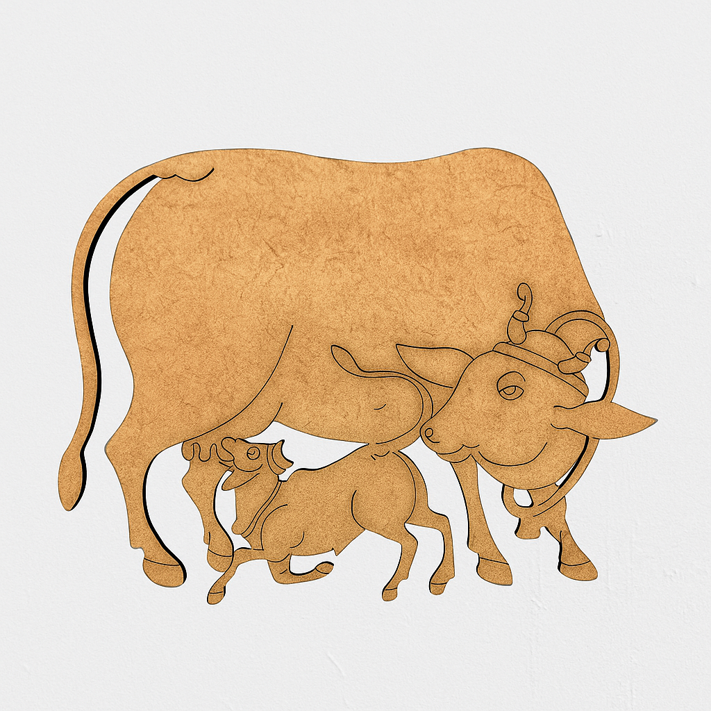 DIY MDF Cow and Calf Wall Art Base for Painting Decor