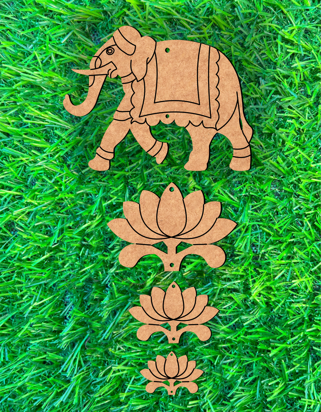 DIY MDF Elephant Wall Hanging with Lotus for Home Decor