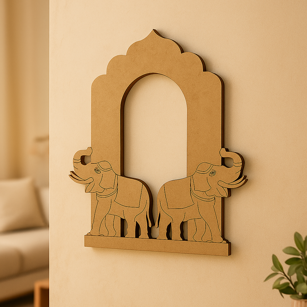 DIY MDF Elephant Jharokha Arch Wall Decor Base