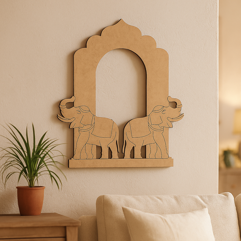 DIY MDF Elephant Jharokha Arch Wall Decor Base