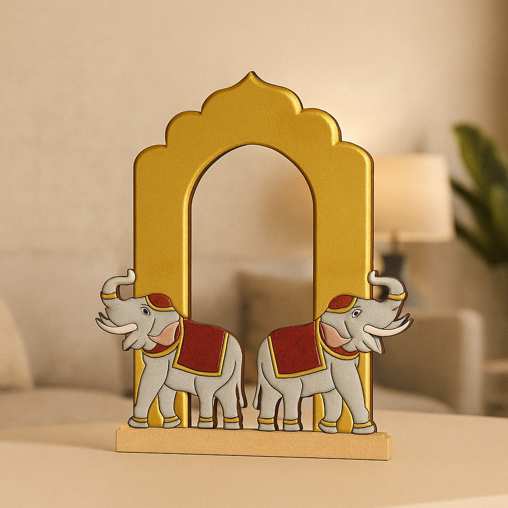 DIY MDF Elephant Jharokha Arch Wall Decor Base