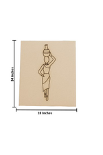 Unpainted MDF Panel with Outline of Village Woman Carrying Pot – DIY Traditional Painting Kit with size