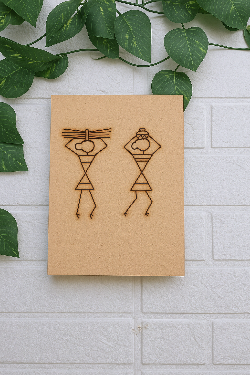 Unpainted MDF Traditional Warli Art Panel with Tribal Dance and Music Design 