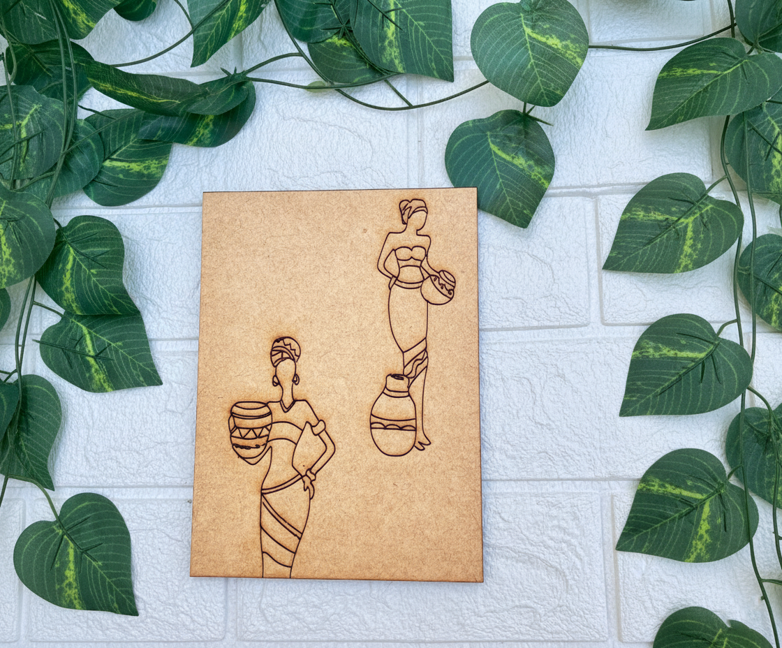 Unpainted MDF Traditional Warli Art Panel with Tribal Dance and Music Design