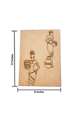 Unpainted MDF Traditional Warli Art Panel with Tribal Dance and Music Design with size