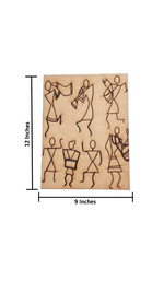 Unpainted MDF Traditional Warli Art Panel with Tribal Dance and Music Design with size