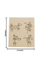 DIY Warli tribal musicians MDF painting base with engraved outlines – traditional art craft board with size