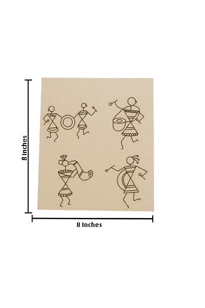 DIY Warli tribal musicians MDF painting base with engraved outlines – traditional art craft board with size