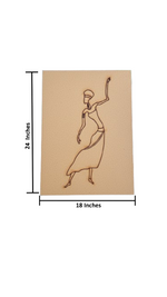 DIY traditional tribal woman MDF painting base with engraved outline – craft board for painting with size