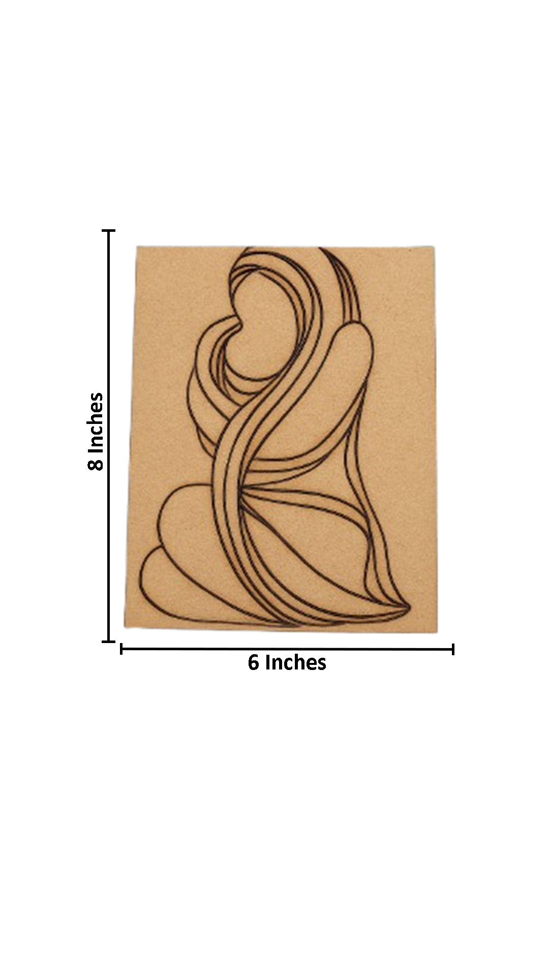 Unpainted MDF board with laser-etched outline of a traditional mother and child painting – ready for DIY artn with size