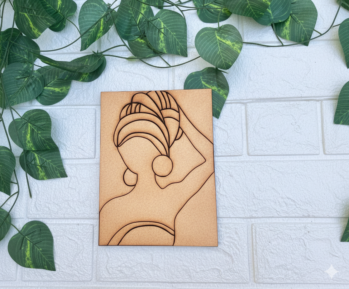 Unpainted DIY African Woman Silhouette Pre-Marked MDF Painting Board – Wall Décor Kit
