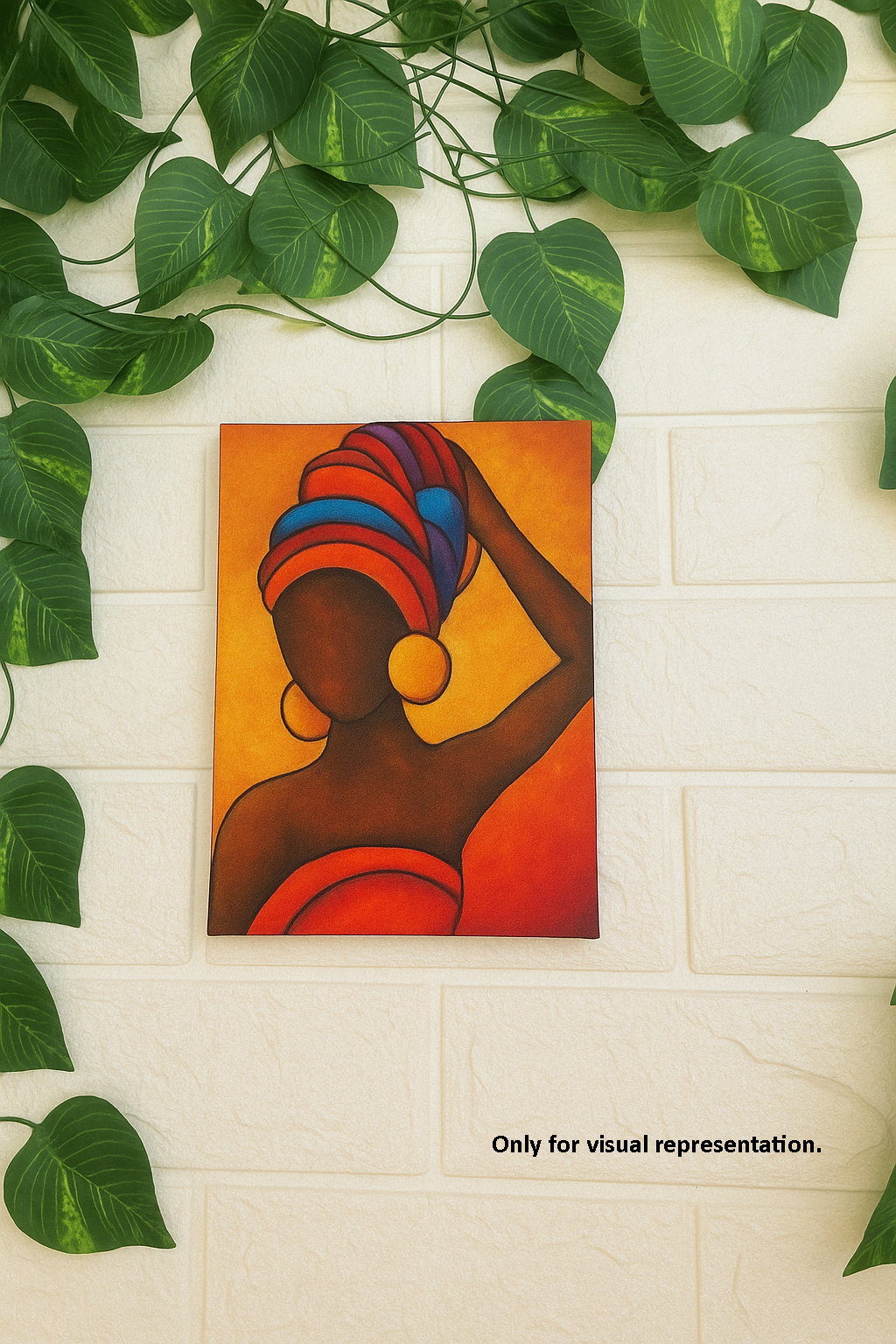 Finished African Woman Silhouette Painting with Vibrant Colors – Home Wall Hanging Display