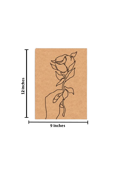 DIY pre-marked MDF traditional painting board with hand holding rose outline with size