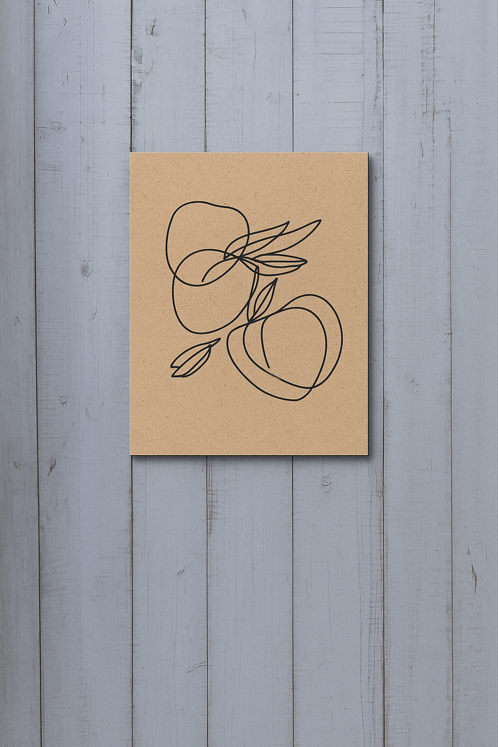 DIY MDF traditional painting kit with pre-marked peach fruit design – unpainted base