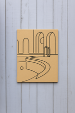Unpainted MDF pre-marked arched poolside design – DIY modern wall art board