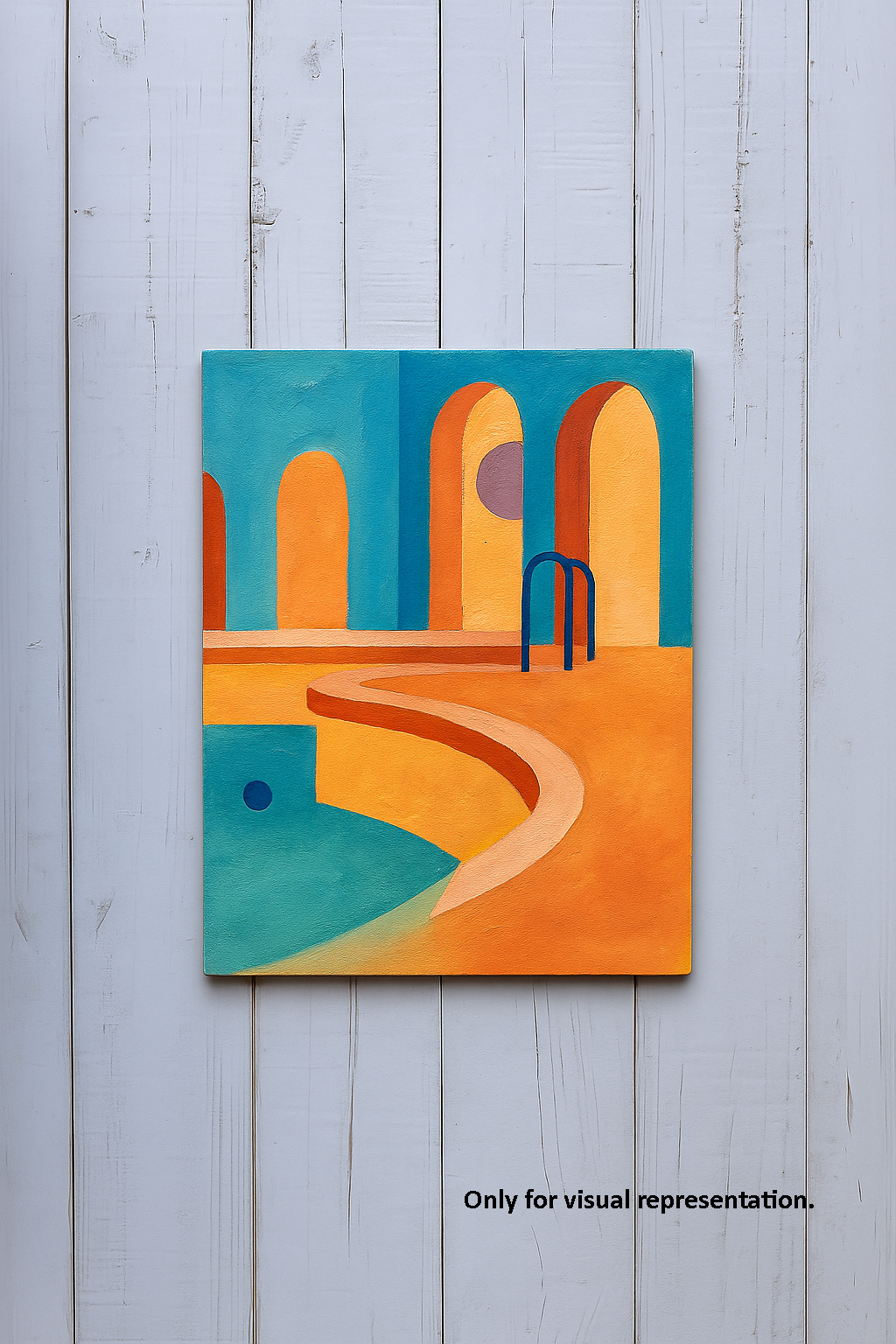 painted MDF pre-marked arched poolside design – DIY modern wall art board