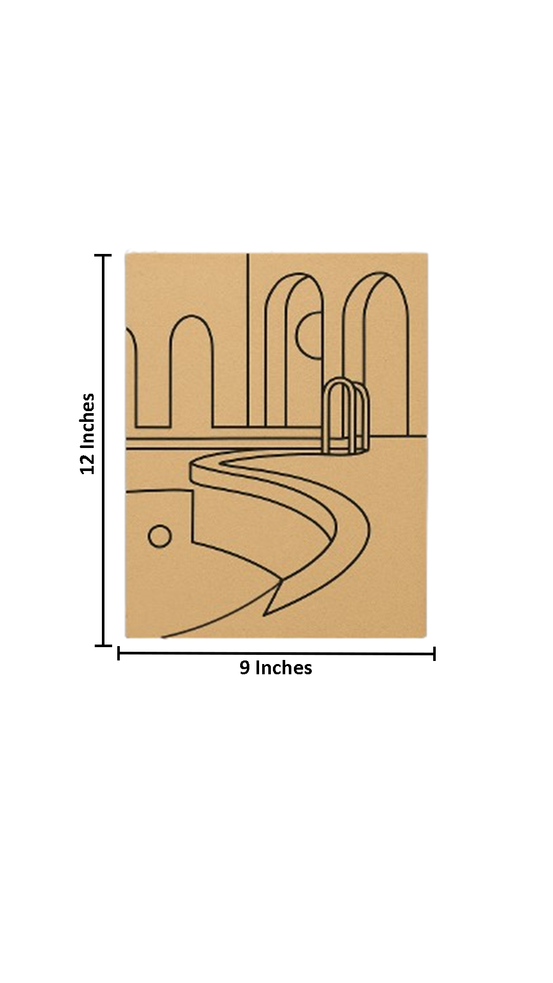 Unpainted MDF pre-marked arched poolside design – DIY modern wall art board with size