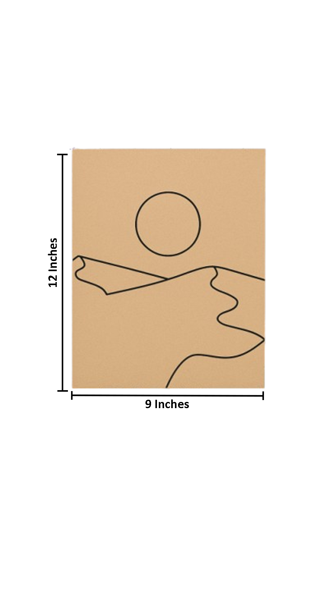 Pre-marked MDF board with outlined desert sunset design for DIY painting craft activity with size