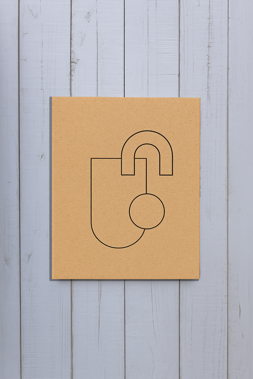 Unpainted MDF pre-marked modern open lock design – DIY art board