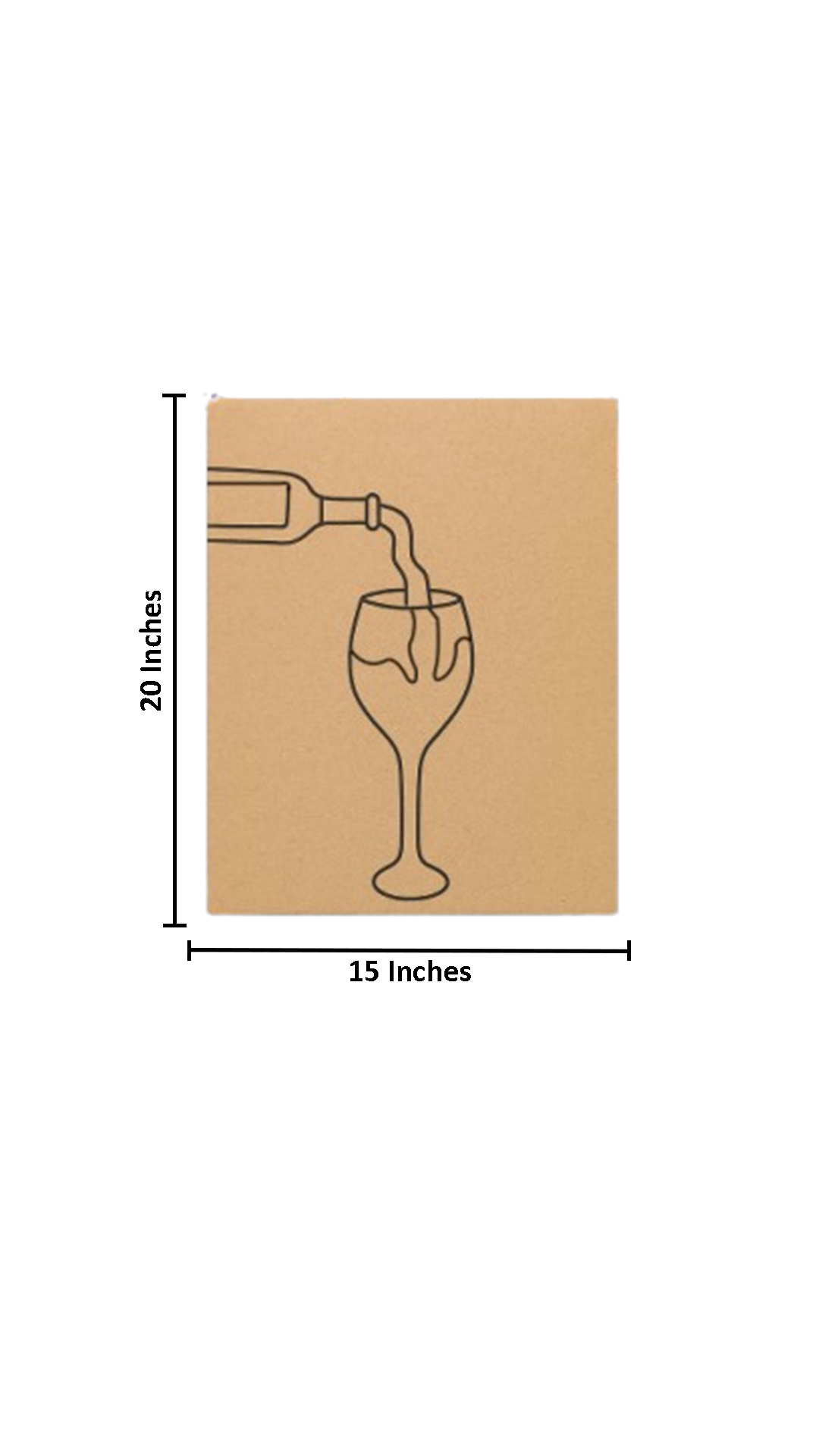 Pre-marked MDF board with wine pouring into glass design – outline engraving with size