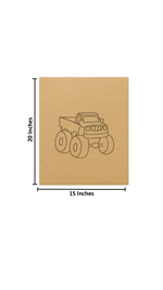 DIY traditional painting of a monster truck on MDF board – perfect for kids to paint with size