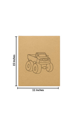 DIY traditional painting of a monster truck on MDF board – perfect for kids to paint with size